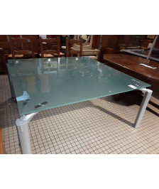 TABLE VERRE PIÉTEMENT ALUMINIUM 160X160