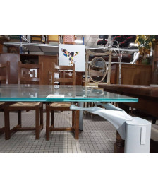 TABLE VERRE PIÉTEMENT ALUMINIUM 160X160