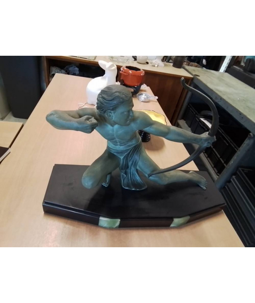 SCULPTURE   ART DECO L ARCHER SALVATORE MELANI 1902 1934 REGULE TERRASSE MARBRE NOIR 