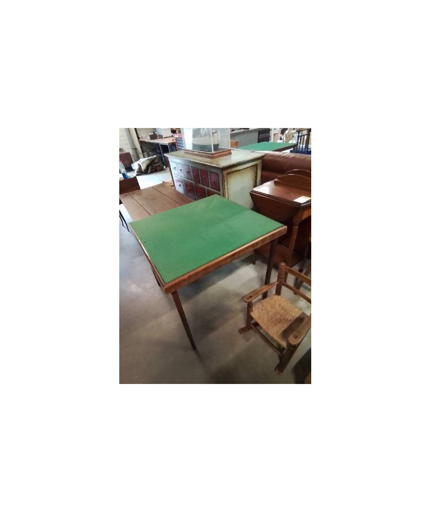 TABLE A JEU PLIANTE BOIS ET TISSU VERT