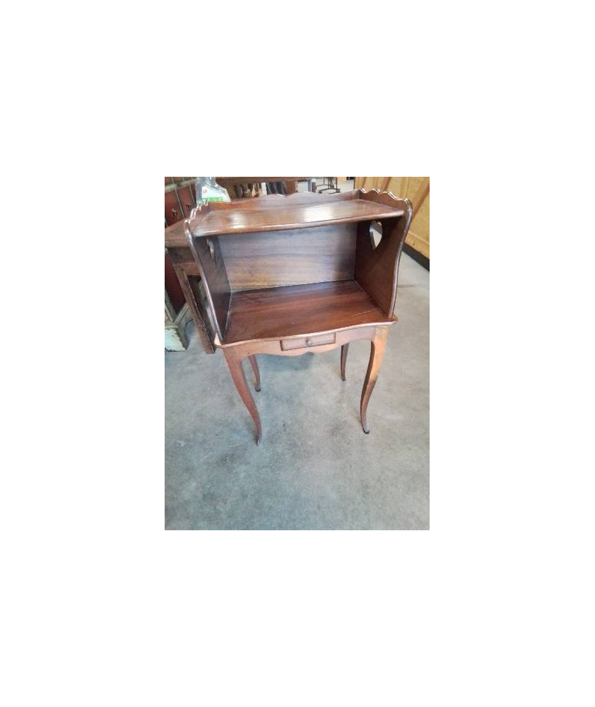 CHEVET AUX COEURS BOIS PIEDS GALBÉS 1 NICHE 1 TIROIR STYLE RÉGENCE 