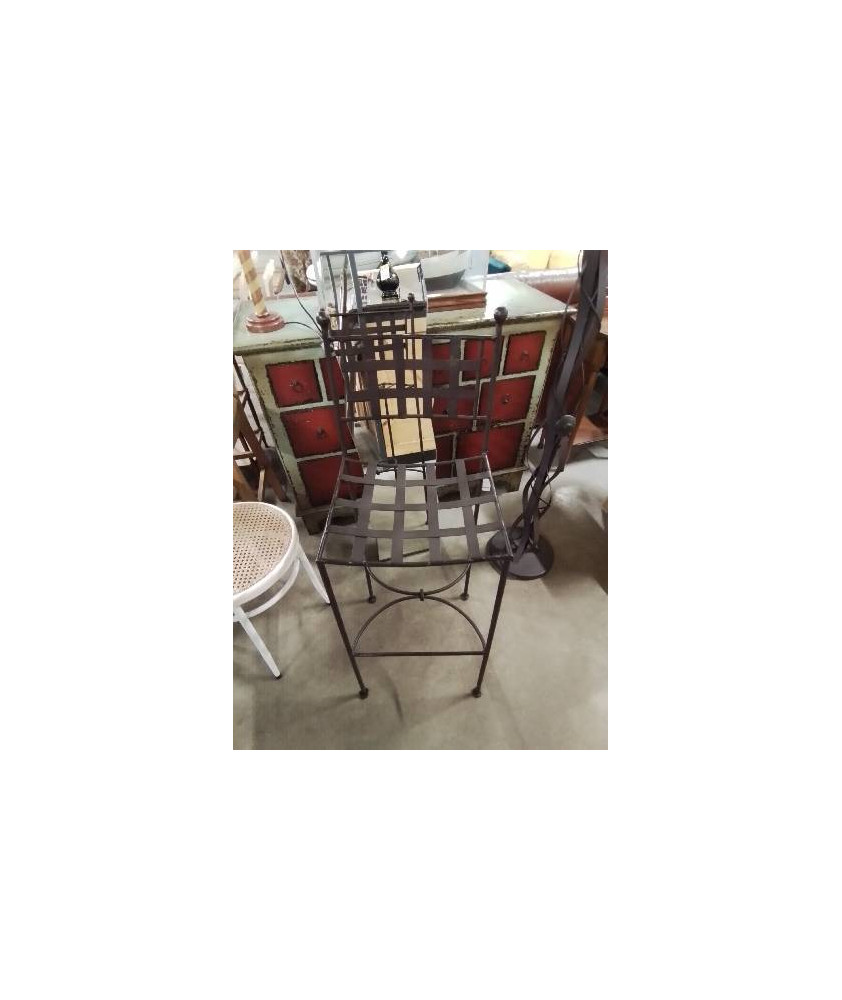 TABOURET DE BAR FER FORGÉ CHOCOLAT A CROISILLONS 