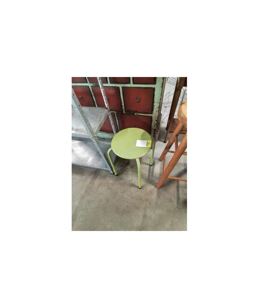 TABOURET ROND MÉTAL VERT