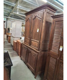 BUFFET CAUCHOIS  2 CORPS BOIS MOULURÉ ET SCULPTÉ 4 PORTES FIN XIXE 