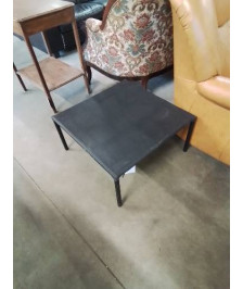 TABLE BASSE CARRÉE DE JARDIN MÉTAL ET TOILE NOIR 