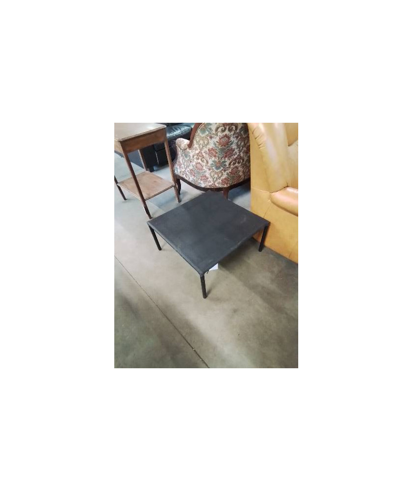 TABLE BASSE CARRÉE DE JARDIN MÉTAL ET TOILE NOIR 