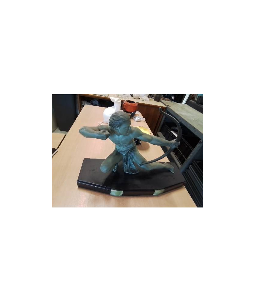 SCULPTURE   ART DECO L ARCHER SALVATORE MELANI 1902 1934 REGULE TERRASSE MARBRE NOIR 