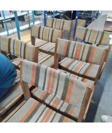 LOT DE 6 CHAISES À RAYURES VINTAGE