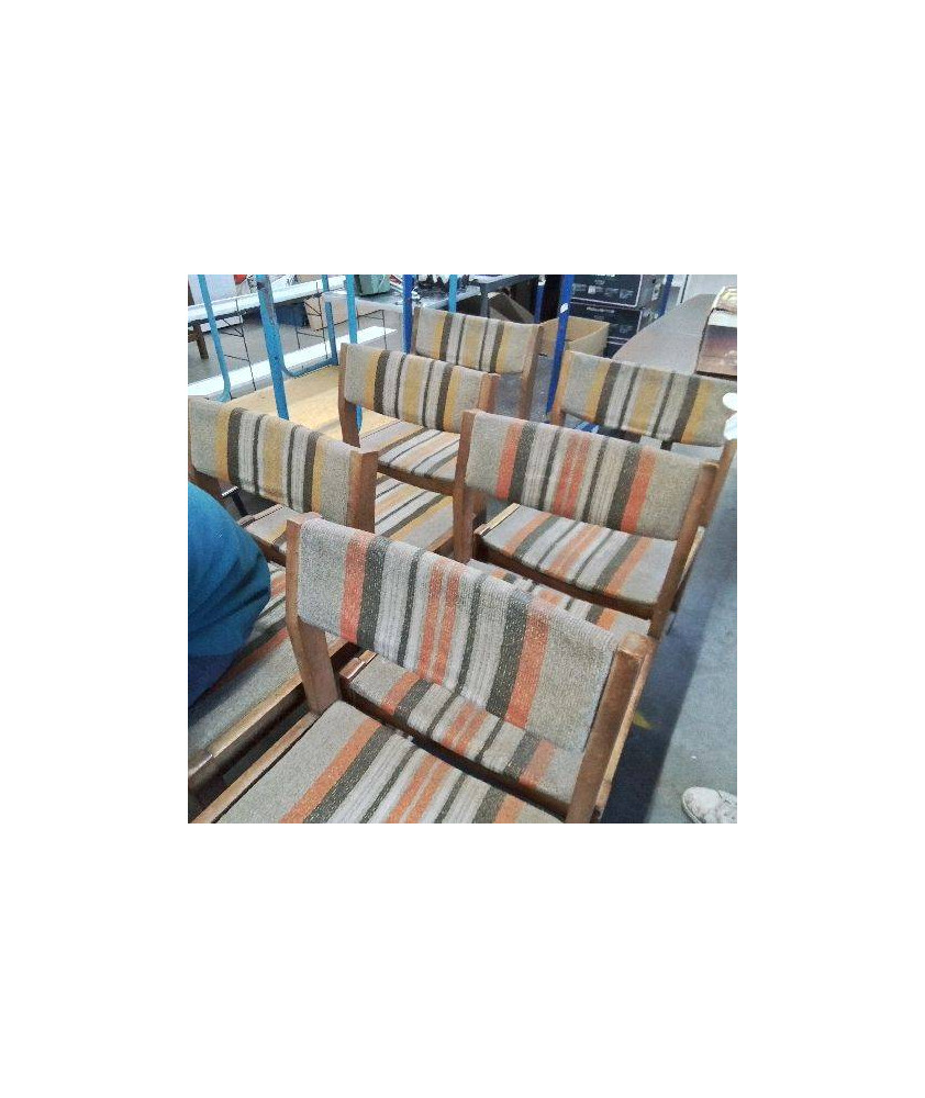 LOT DE 6 CHAISES À RAYURES VINTAGE