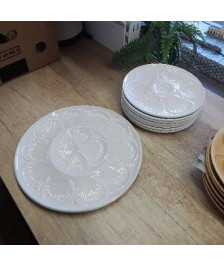 SERVICE MOULIN DES LOUPS BLANC 7 ASSIETTES 1 P,AT 