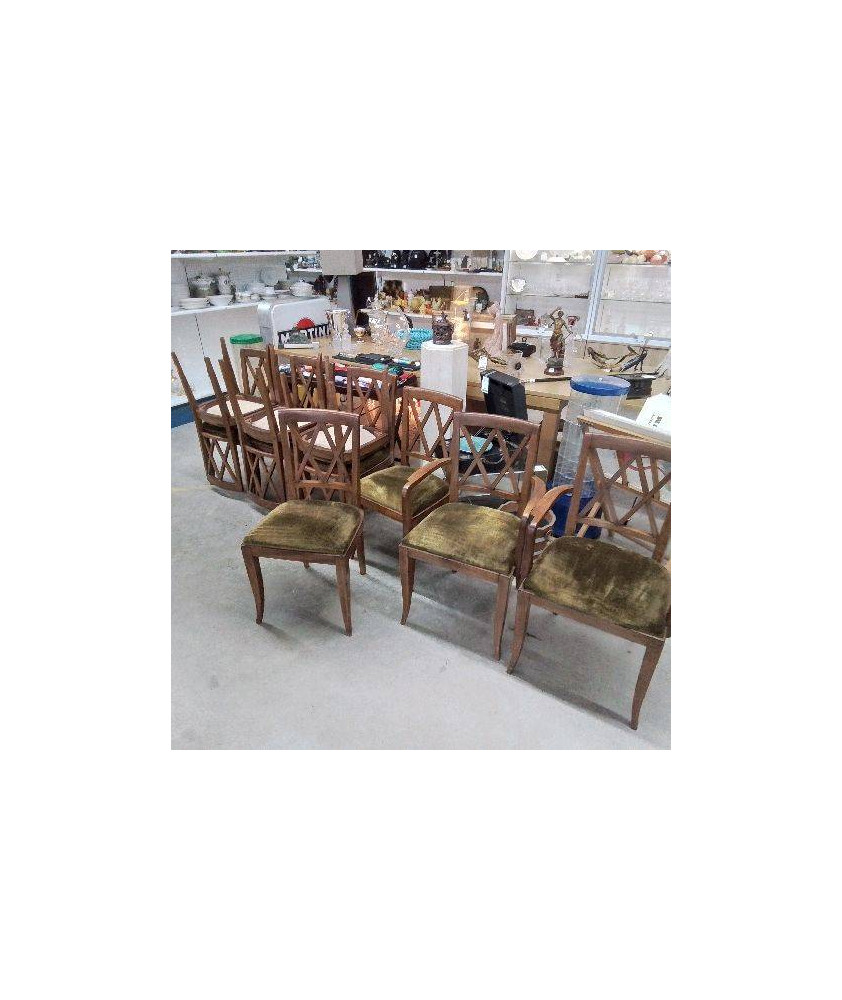 LOT DE 8 CHAISES + 2 FAUTEUILS