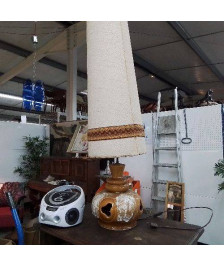 LAMPE VINTAGE MARRON ABAT JOUR HAUT EN L’ETAT