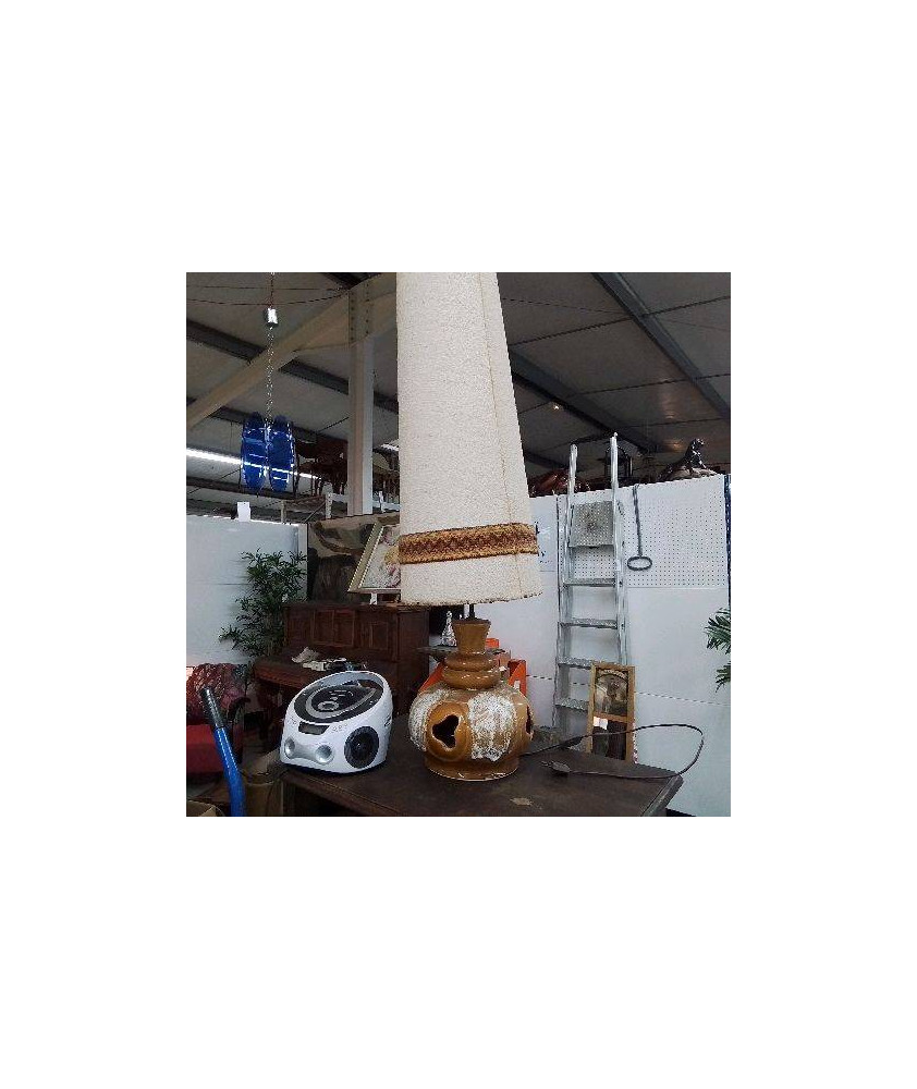 LAMPE VINTAGE MARRON ABAT JOUR HAUT EN L’ETAT