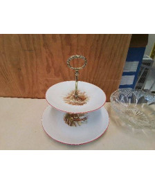 SERVITEUR EN PORCELAINE MOTIF GIBIER DE CHASSE 