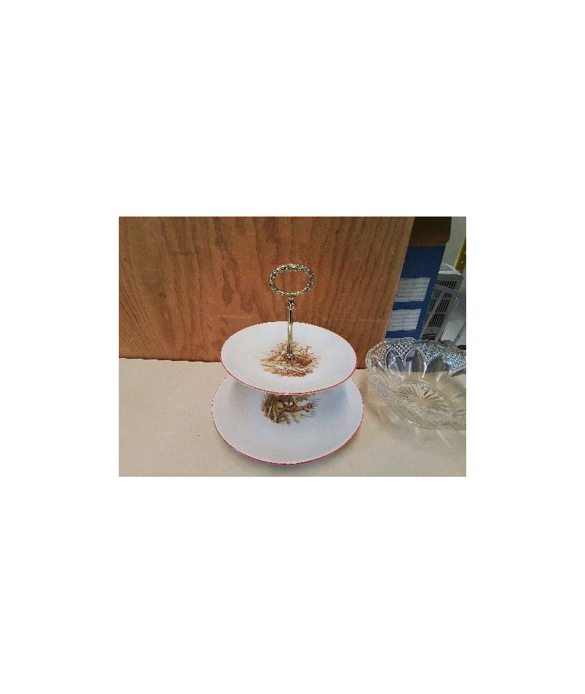 SERVITEUR EN PORCELAINE MOTIF GIBIER DE CHASSE 