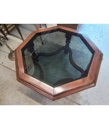 TABLE BASSE OCTOGONAL EN VERRE FUMÉE 