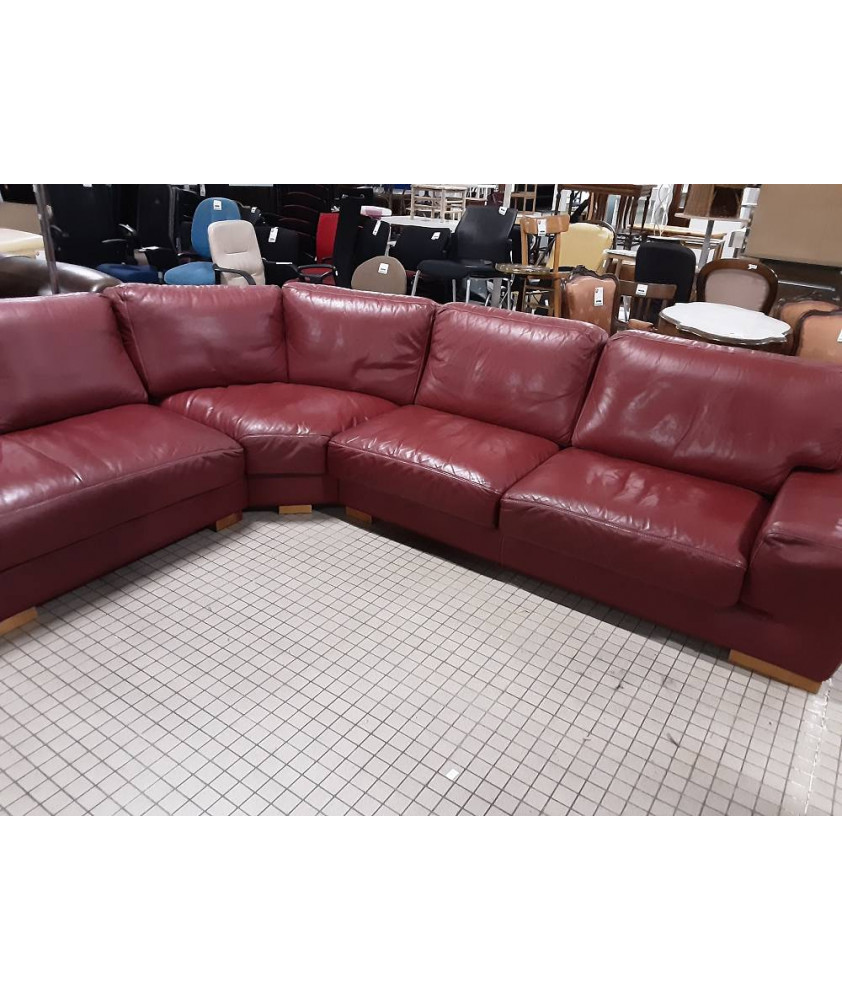 CANAPÉ CUIR CENTER ANGLE CUIR ROUGE