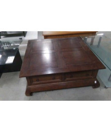 TABLE BASSE BOIS CARRE / 4 TIROIRS - 1MX1M