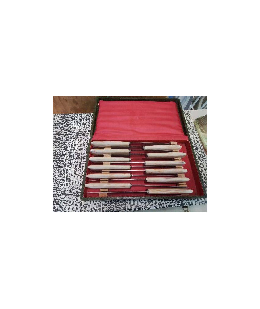 LOT DE 12 COUTEAUX MANCHE EN RESINE