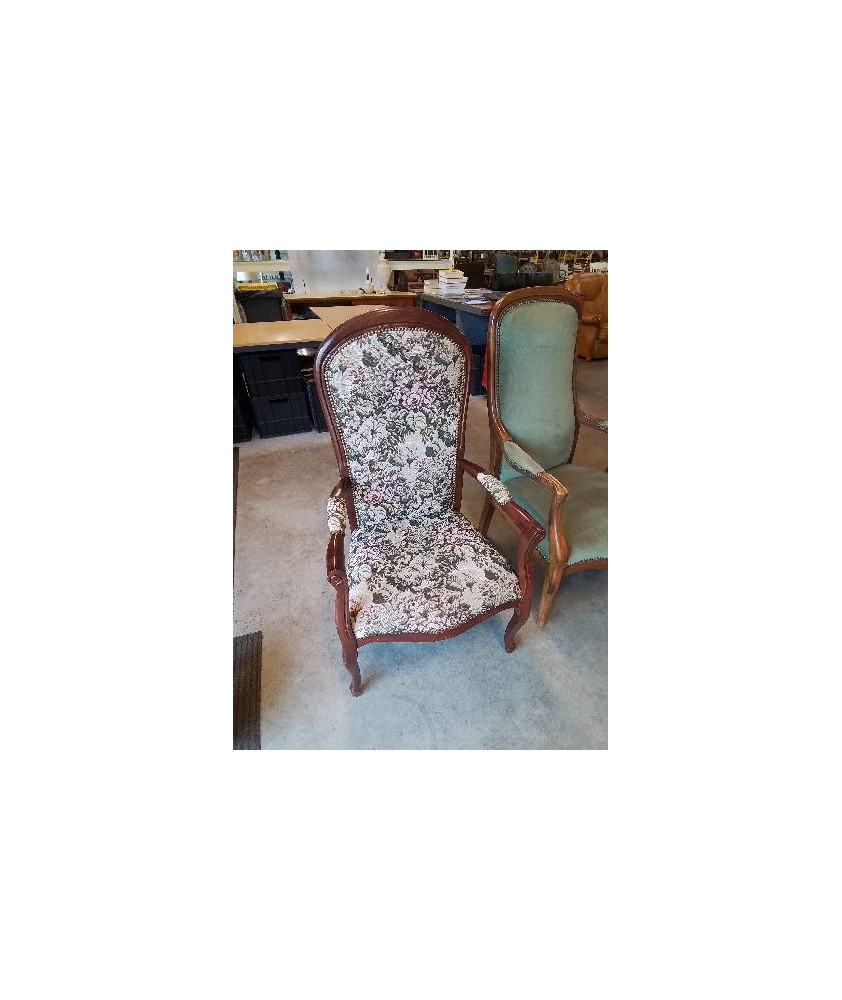 VOLTAIRE BOIS CAPITONNÉ TISSU FLEURI 