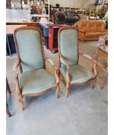 VOLTAIRE BOIS CAPITONNÉ TISSU VERT