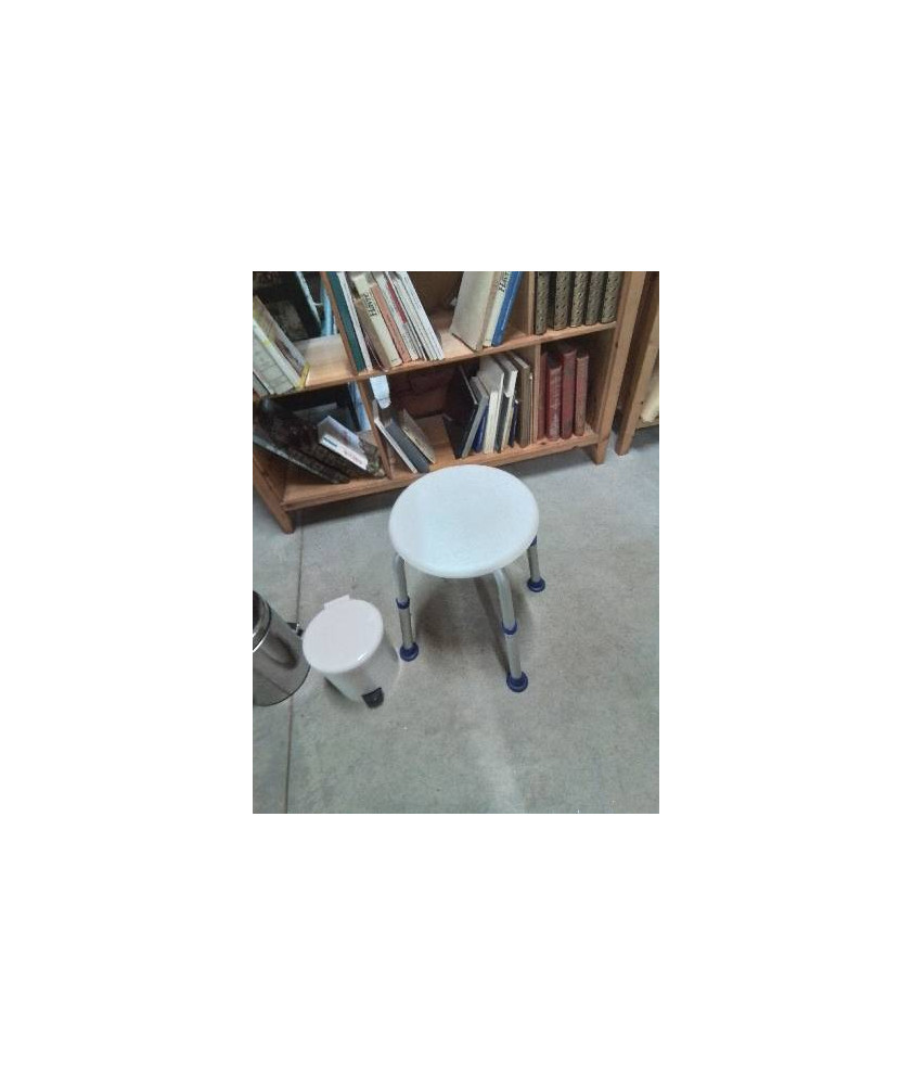 TABOURET DE DOUCHE RÉGLABLE HAUTEUR PIÈTEMENT MÉTAL ASSISE RÉSINE BLANC