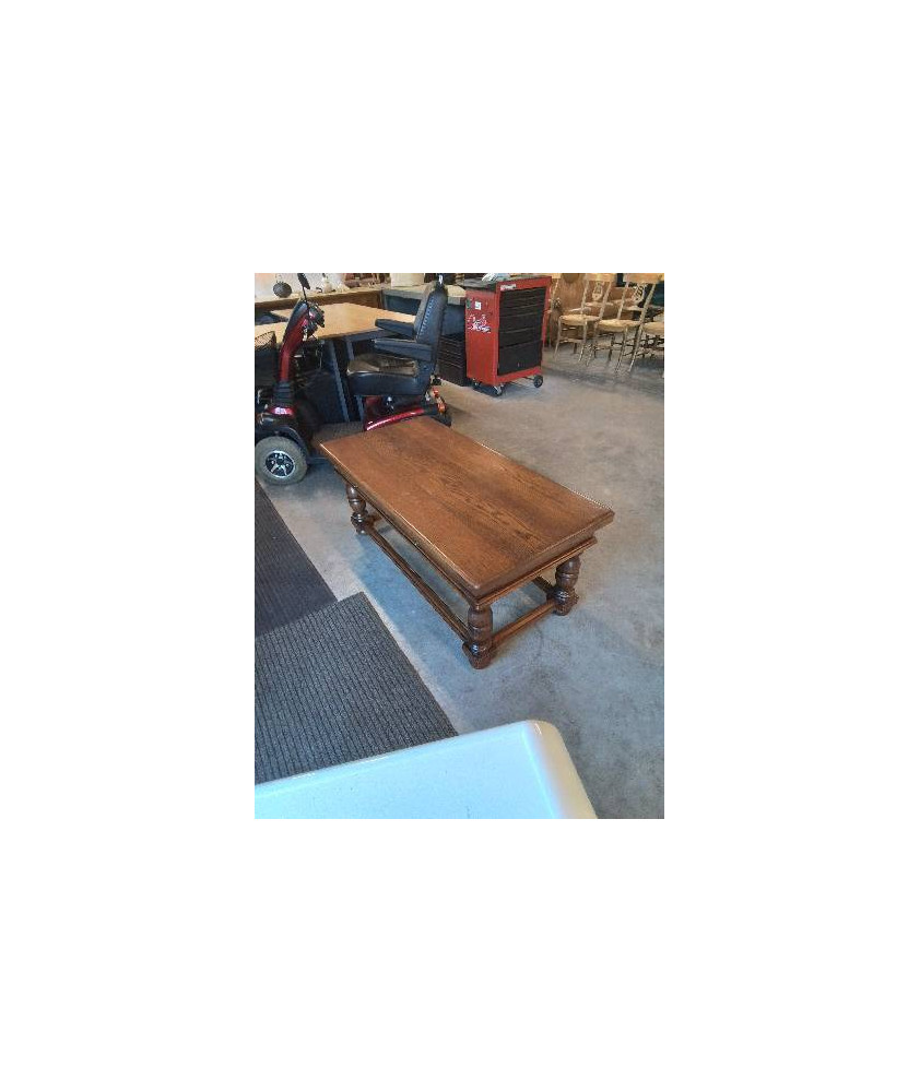 TABLE BASSE RECTANGULAIRE PIEDS BALUSTRE 2 TIROIRS STYLE RÉGENCE 