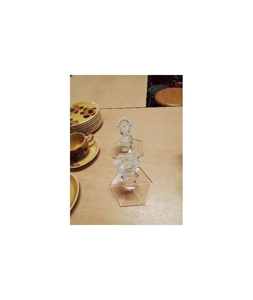 PAIRE DE BOUGEOIRS CRISTAL VAL ST LAMBERT