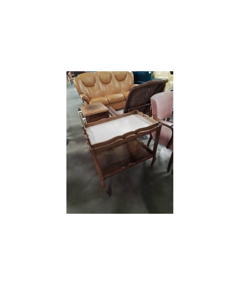 DESSERTE A ROULETTES AVEC PLATEAU BOIS CHANTOURNÉ STYLE RÉGENCE 