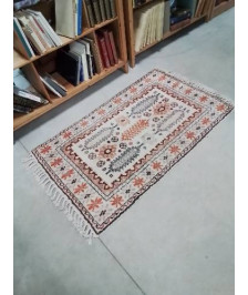  TAPIS LAINE ECRU ORANGÉ NOIR 144X87CM