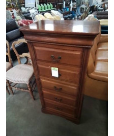 CHIFFONNIER BOIS CLAIR MOULURÉ 5 TIROIRS STYLE LOUIS PHILIPPE 