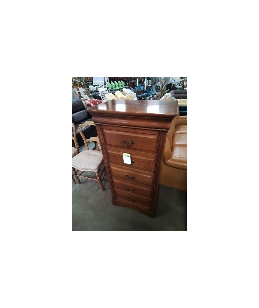 CHIFFONNIER BOIS CLAIR MOULURÉ 5 TIROIRS STYLE LOUIS PHILIPPE 