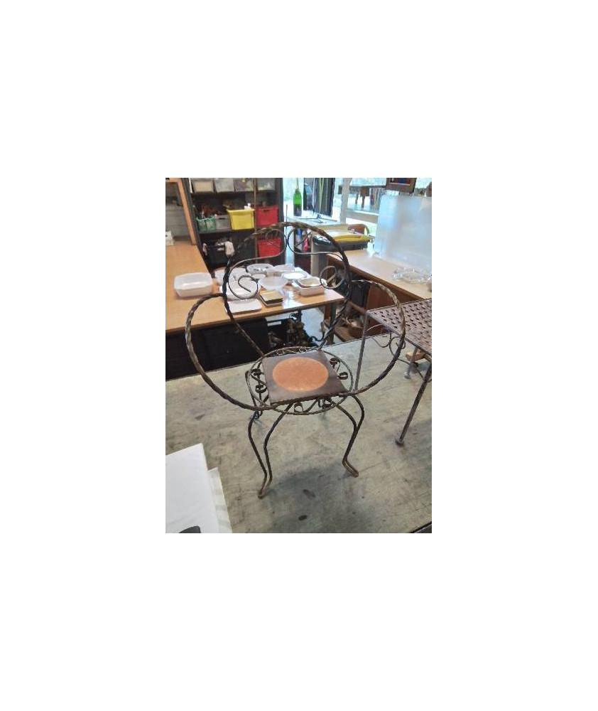 CHAISE PORTE PLANTE FER FORGÉ CINTRÉ ANNÉES 50