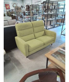 CANAPÉ 2 PLACES TISSU VERT PIEDS BOIS NOIR POLTRONESOFA