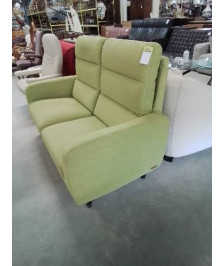 CANAPÉ 2 PLACES TISSU VERT PIEDS BOIS NOIR POLTRONESOFA