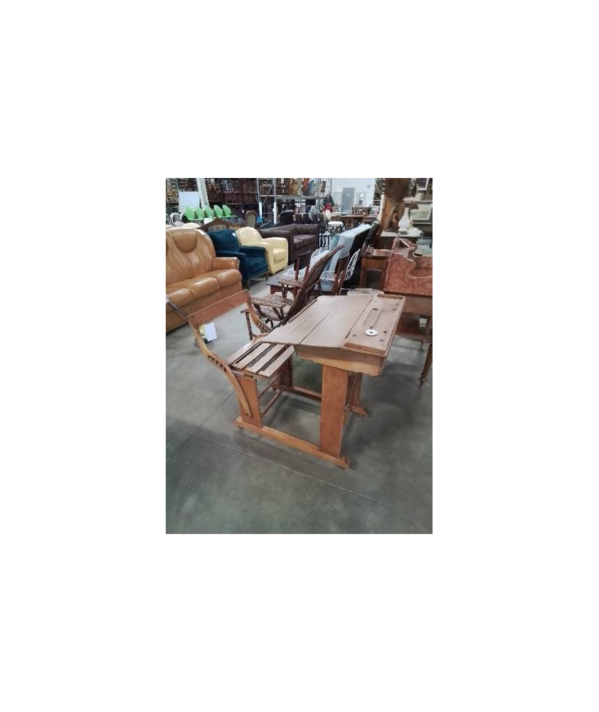 BUREAU D’ÉCOLIER ASSISE HAUTEUR AJUSTABLE BOIS CLAIR DÉBUT XXE