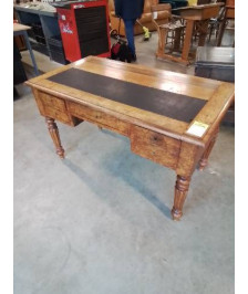 BUREAU PLAT LOUIS PHILIPPE BOIS CLAIR 4 TIROIRS