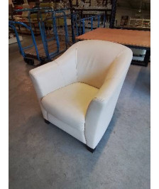 FAUTEUIL CLUB CUIR BEIGE STEINER