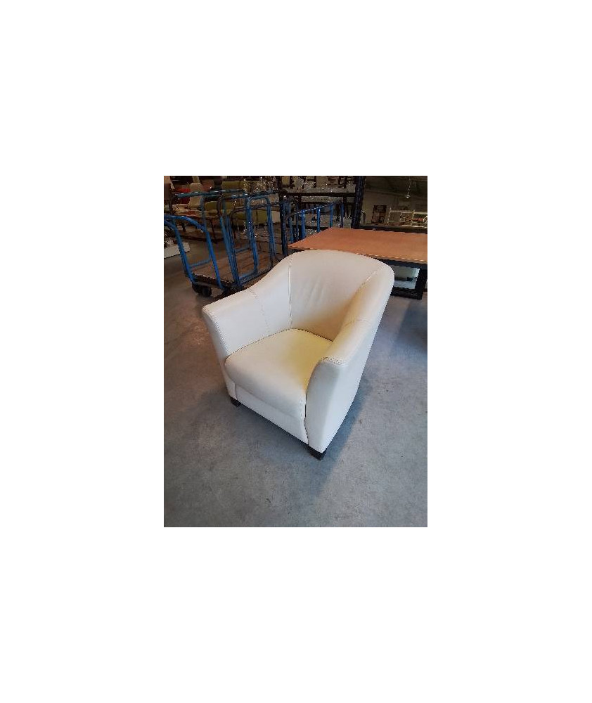 FAUTEUIL CLUB CUIR BEIGE STEINER