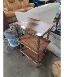 CONSOLE A ROULETTES BOIS CHANTOURNÉ A COLONNES STYLE RÉGENCE 