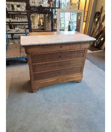 COMMODE NAPOLÉON III 4 TIROIRS DESSUS MARBRE BLANC