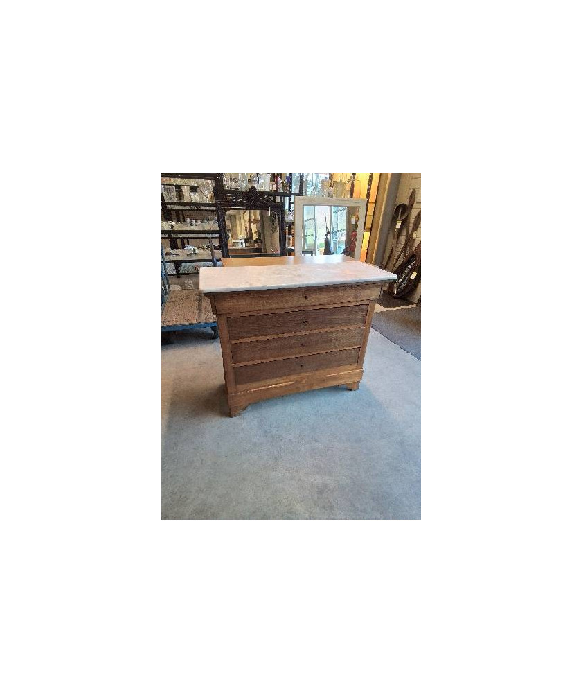 COMMODE NAPOLÉON III 4 TIROIRS DESSUS MARBRE BLANC