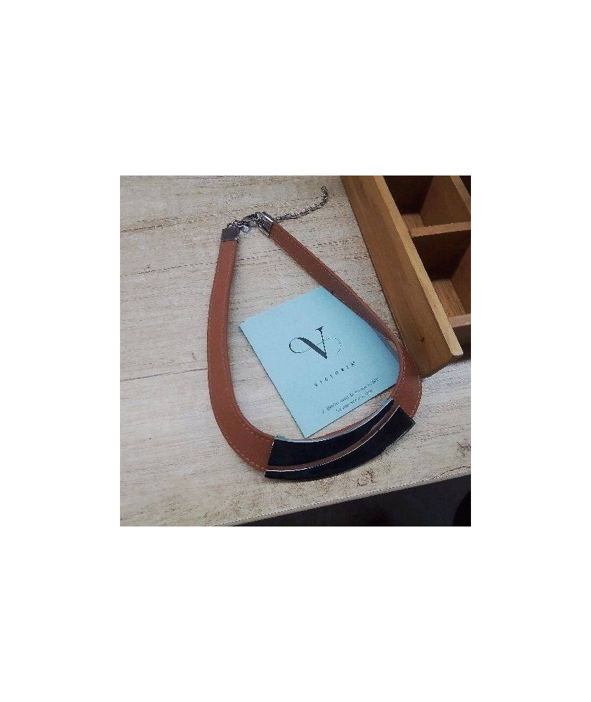 COLLIER CUIR MARRON