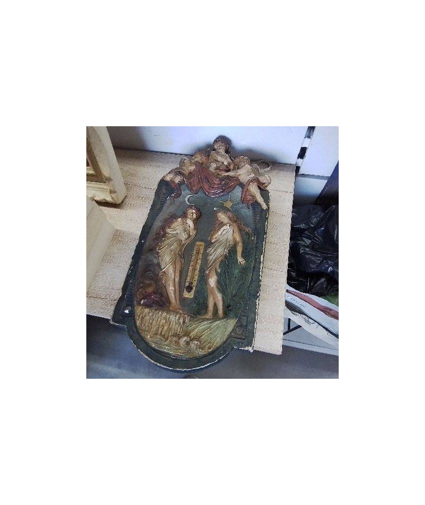 THERMOMETRE PLATRE SIGNÉ DAMÉ