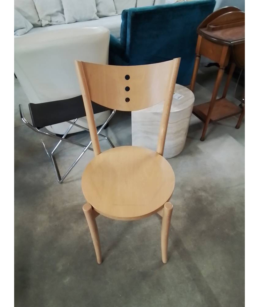 CHAISE BOIS CLAIR ASSISE RONDE DOSSIER AJOURÉ 