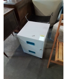 CAISSON DE BUREAU E TIROIRS MÉTAL GRIS POIGNÉES RÉSINE BLEU