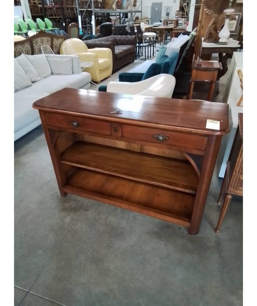 BIBLIOTHÈQUE BOIS 2 TIROIRS 2 NICHES STYLE LOUIS PHILIPPE 