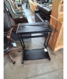 BUREAU INFORMATIQUE A ROULETTES MÉTAL NOIR