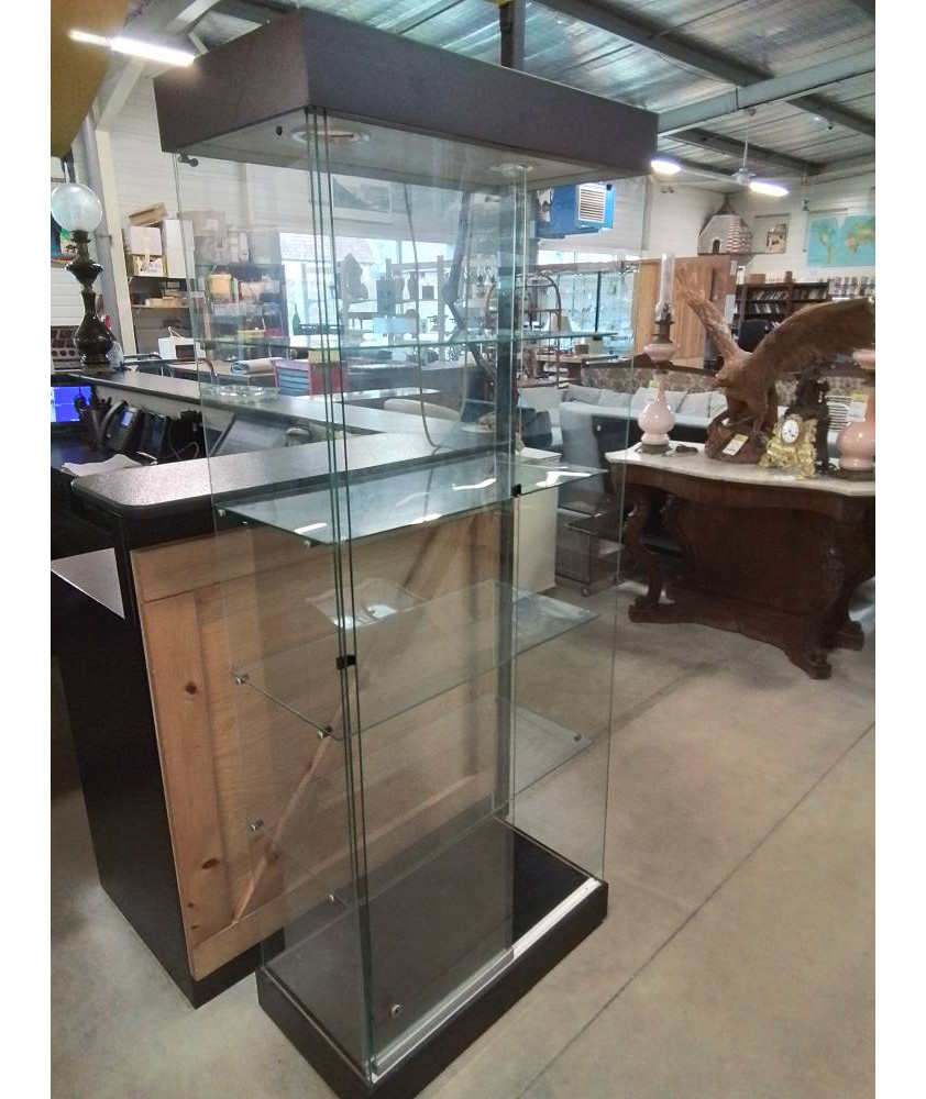 VITRINE D EXPOSITION  ÉLECTRIFIÉE VERRE 2 PORTES COULISSANTES