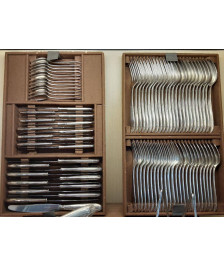 MÉNAGÈRE 92 PIÈCES MÉTAL ARGENTÉ COFFRET CHENE 